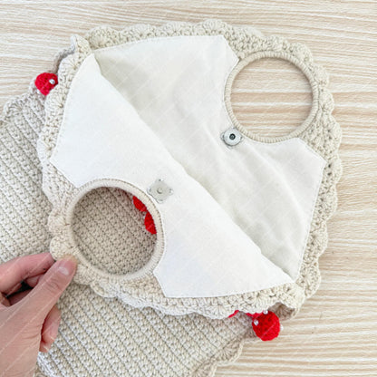 Crochet Strawberry Tote Bag | Handmade Purse | Cute Floral Bag with 3D Strawberry