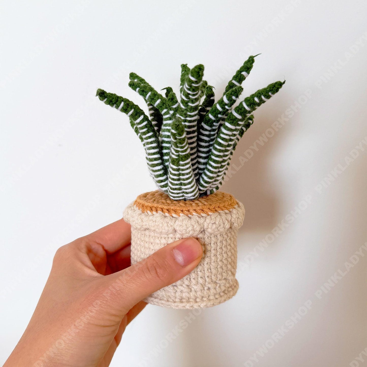 Crochet DETAILED Haworthia Zebra Snake Plant | Handmade Potted Plant Decor | Faux Plant for Desk Shelf | Housewarming Gift