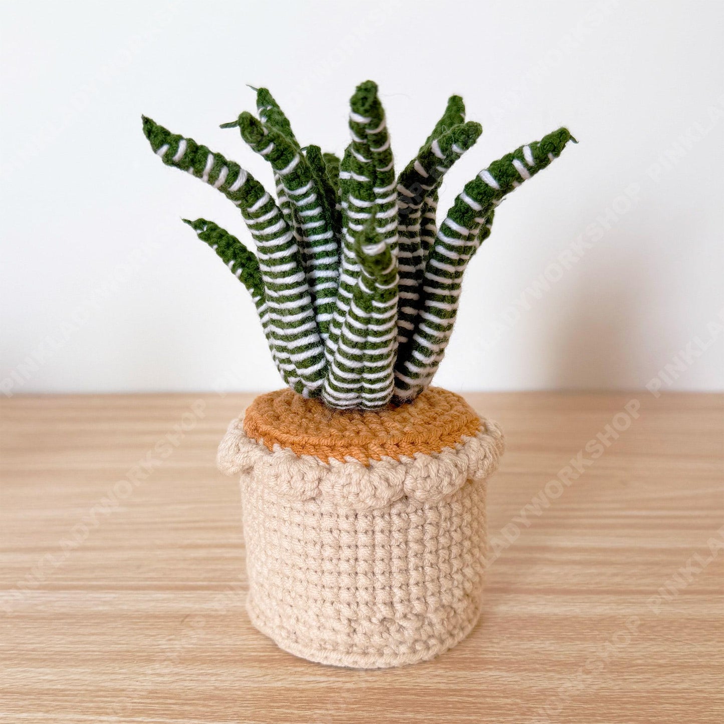 Crochet DETAILED Haworthia Zebra Snake Plant | Handmade Potted Plant Decor | Faux Plant for Desk Shelf | Housewarming Gift