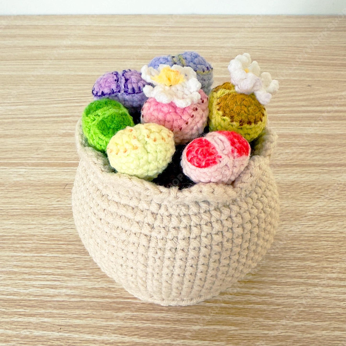 Crochet Living Stone Succulent | Handmade Lithops Plant | Amigurumi Cactus Decor | Cute Desk Plant Gift