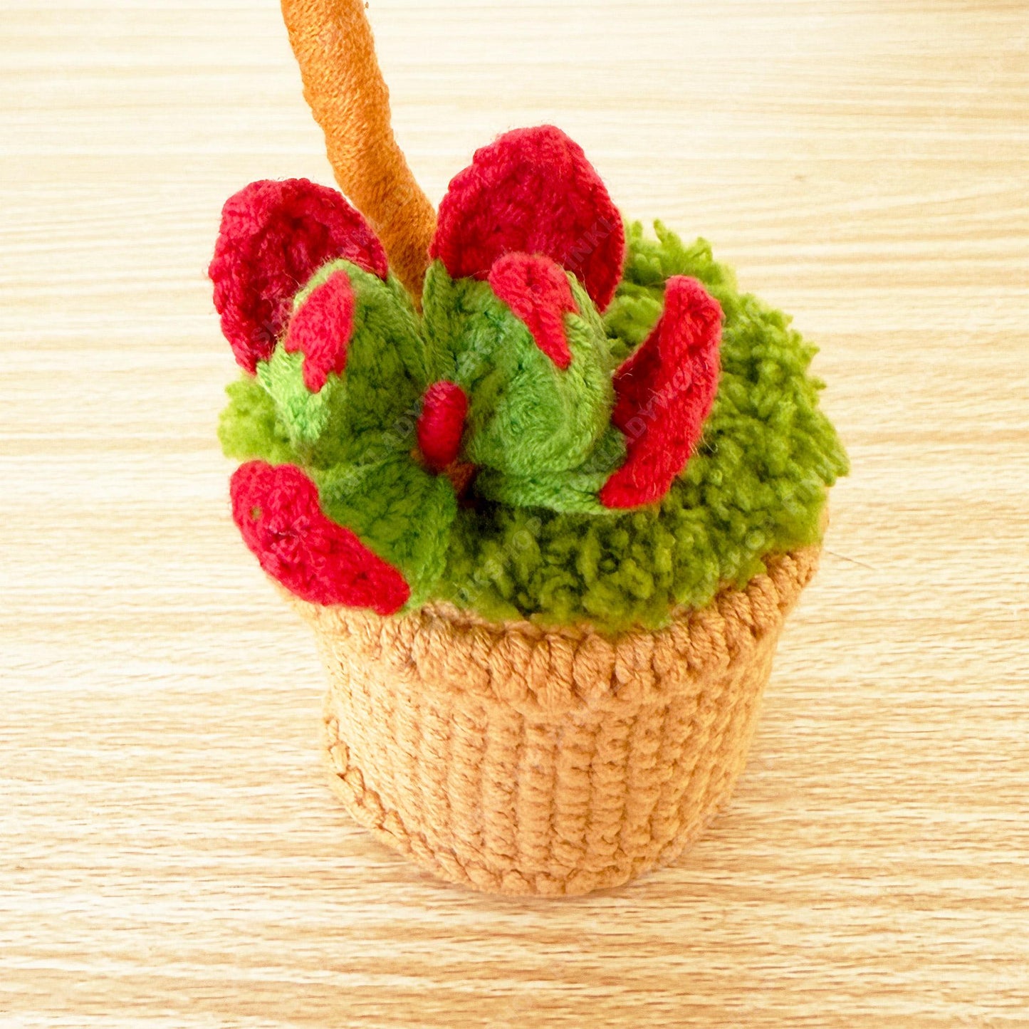 Crochet Campfire Succulent | Handmade Red Crassula Plant | Amigurumi Succulent Pot | Cute Desk Plant Gift