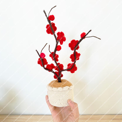Crochet Plum Blossom Arrangement • Lunar New Year Decor