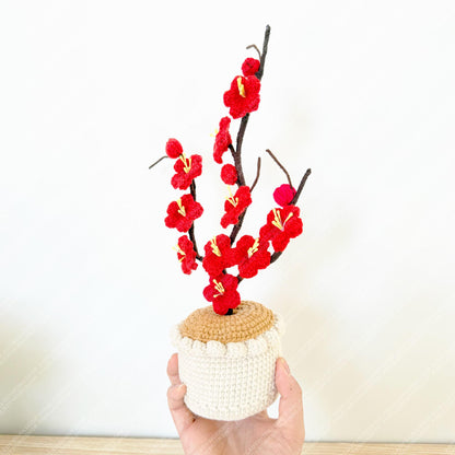 Crochet Plum Blossom Arrangement • Lunar New Year Decor