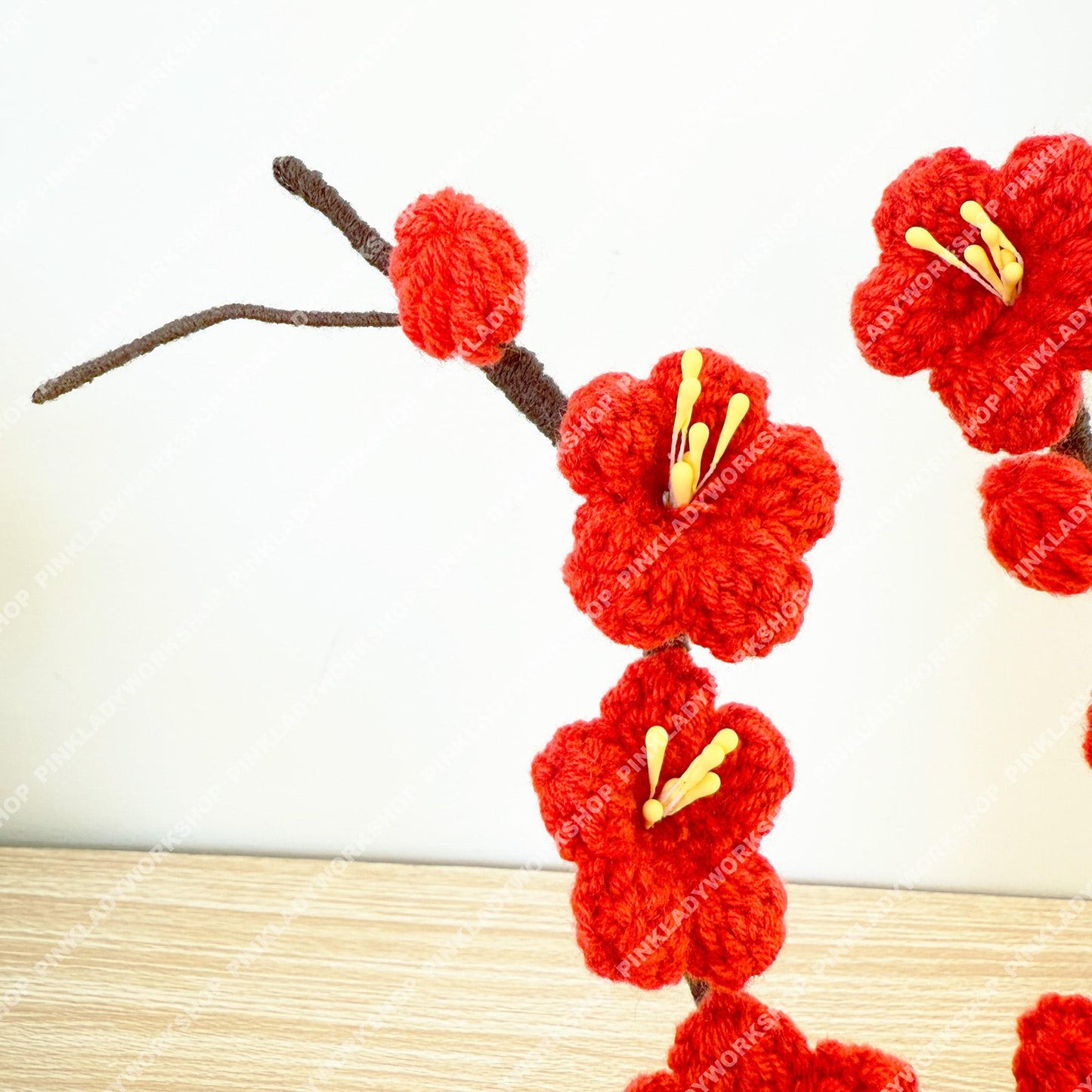 Crochet Plum Blossom Arrangement • Lunar New Year Decor