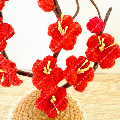 Crochet Plum Blossom Arrangement • Lunar New Year Decor