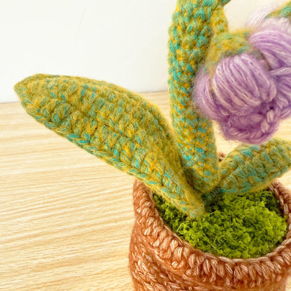 Crochet Mixed Yarn Purple Lily of the Valley | Handmade Bell Flower Plant | Amigurumi Floral Decor | Cute Desk Gift