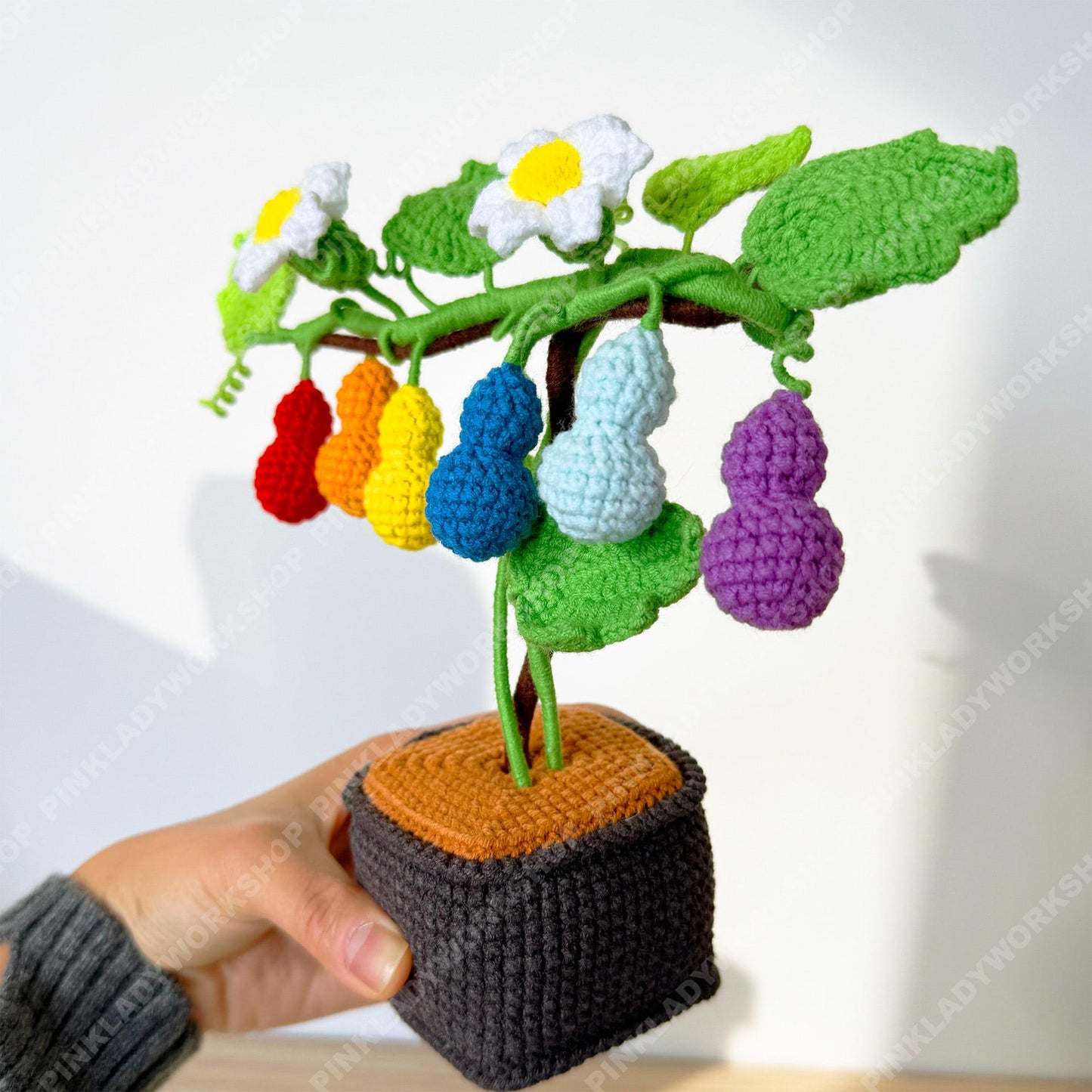 Crochet Rainbow Gourd Vine | Handmade Colorful Calabash Plant | Amigurumi Plant Decor | Cute Desk Gift
