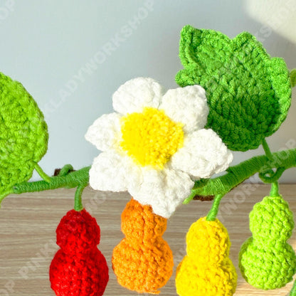 Crochet Rainbow Gourd Vine | Handmade Colorful Calabash Plant | Amigurumi Plant Decor | Cute Desk Gift