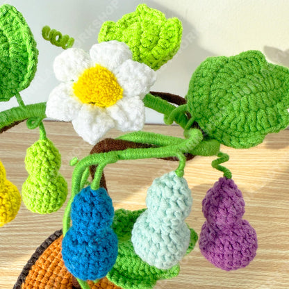 Crochet Rainbow Gourd Vine | Handmade Colorful Calabash Plant | Amigurumi Plant Decor | Cute Desk Gift