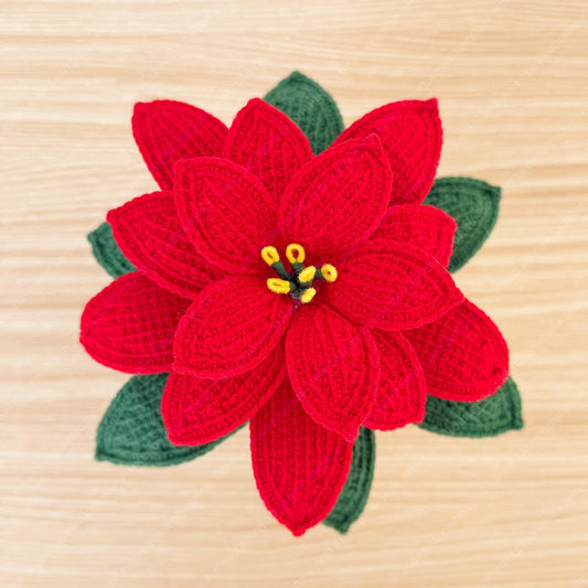 Handmade Crochet Poinsettia Pot: Christmas Home Decor