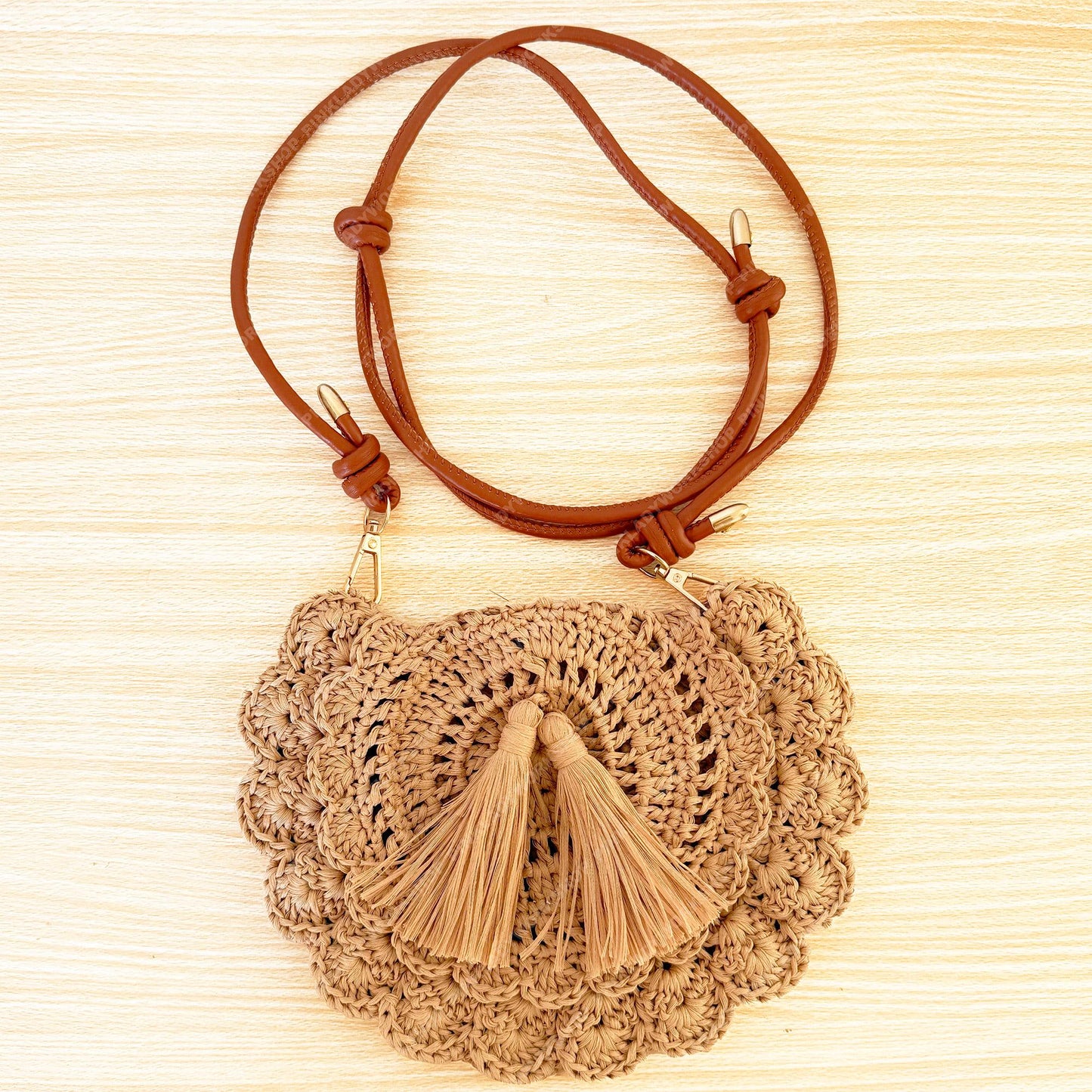 Crochet Tassel Bag | Handmade Boho Crossbody | Woven Straw Style Purse | Summer Beach Shoulder Bag