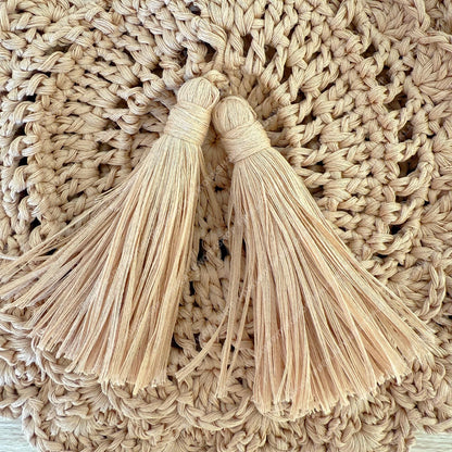 Crochet Tassel Bag | Handmade Boho Crossbody | Woven Straw Style Purse | Summer Beach Shoulder Bag