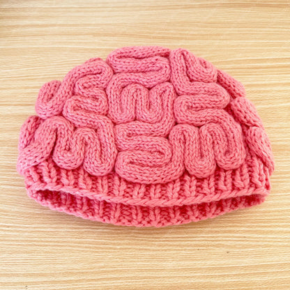Crochet Brain Hat | Pink Brain Beanie | Funny Handmade Hat | Unique Costume Accessory