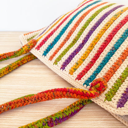 Crochet Rainbow Striped Tote Bag | Handmade Boho Shoulder Bag