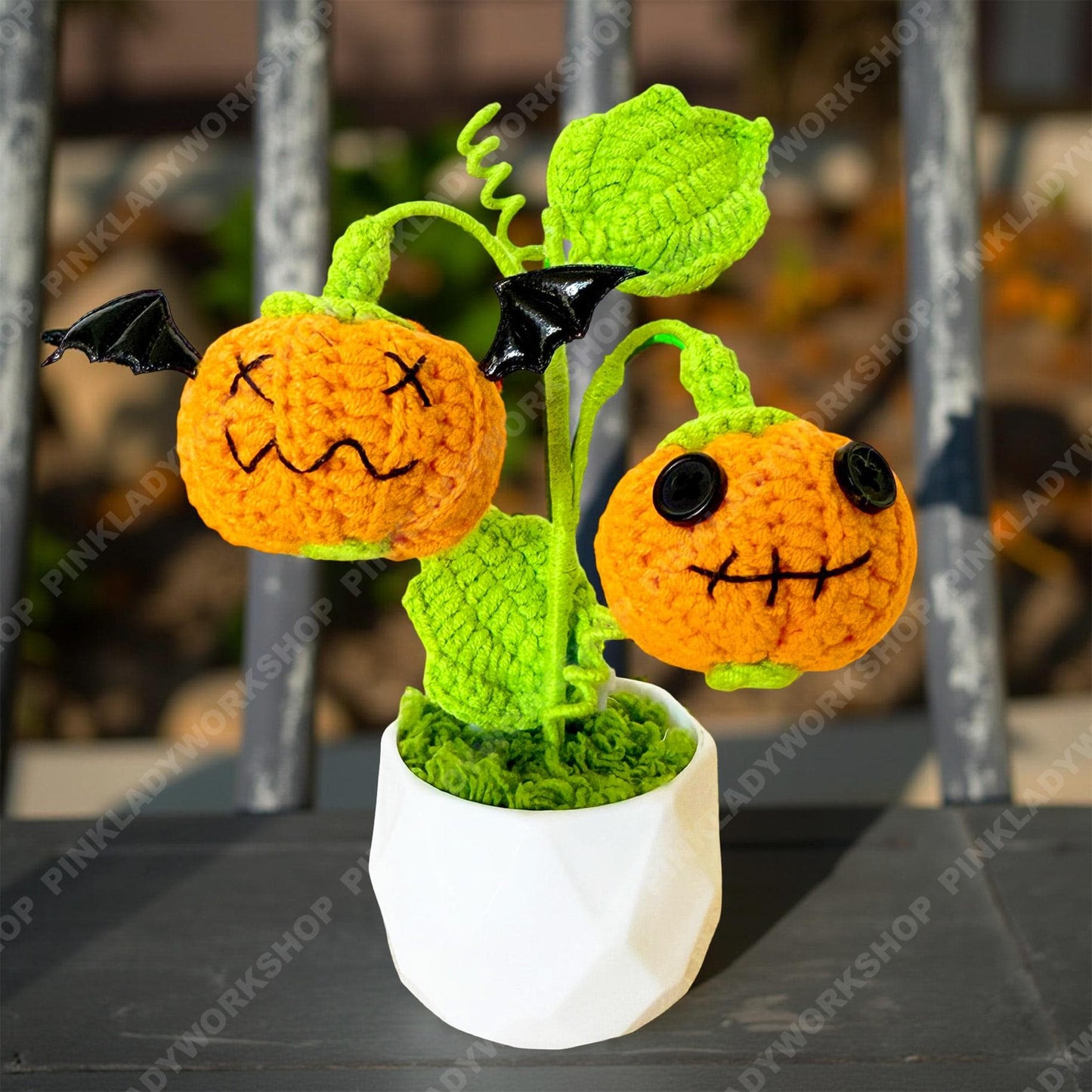 Crochet Halloween Pumpkin Nightlight | Spooky Cute Night Light | Handmade Amigurumi Pumpkin Lamp | Halloween Home Decor