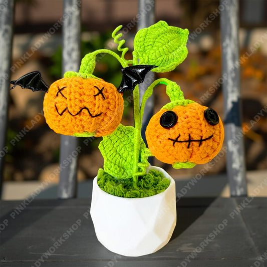 Crochet Halloween Pumpkin Nightlight | Spooky Cute Night Light | Handmade Amigurumi Pumpkin Lamp | Halloween Home Decor