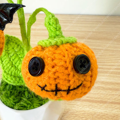 Crochet Halloween Pumpkin Nightlight | Spooky Cute Night Light | Handmade Amigurumi Pumpkin Lamp | Halloween Home Decor