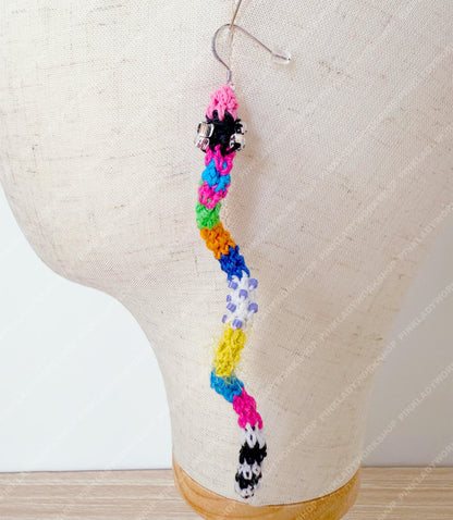 Colorful Crochet Snake Earrings | Bendable Poseable Dangle Earring | Handmade Statement Jewelry | Fun Art Earring