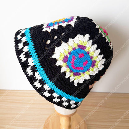 Crochet Granny Square Hat | Handmade Colorful Crochet Beanie | Retro Patchwork Hat | Unique Art Hat