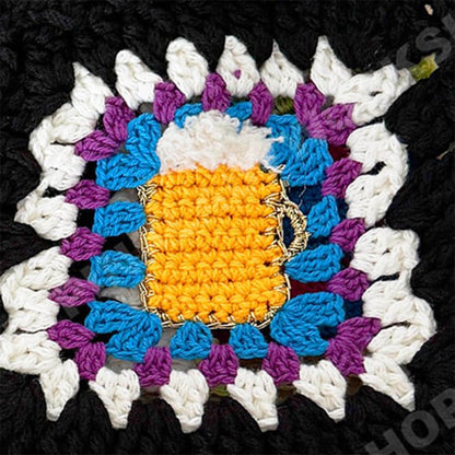 Crochet Granny Square Hat | Handmade Colorful Crochet Beanie | Retro Patchwork Hat | Unique Art Hat