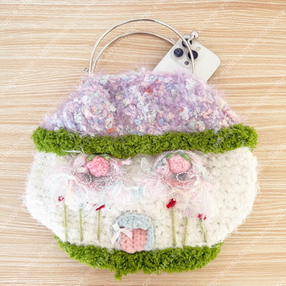 Handmade Crochet Fairy Cottage Purse | Kawaii Mushroom House Bag