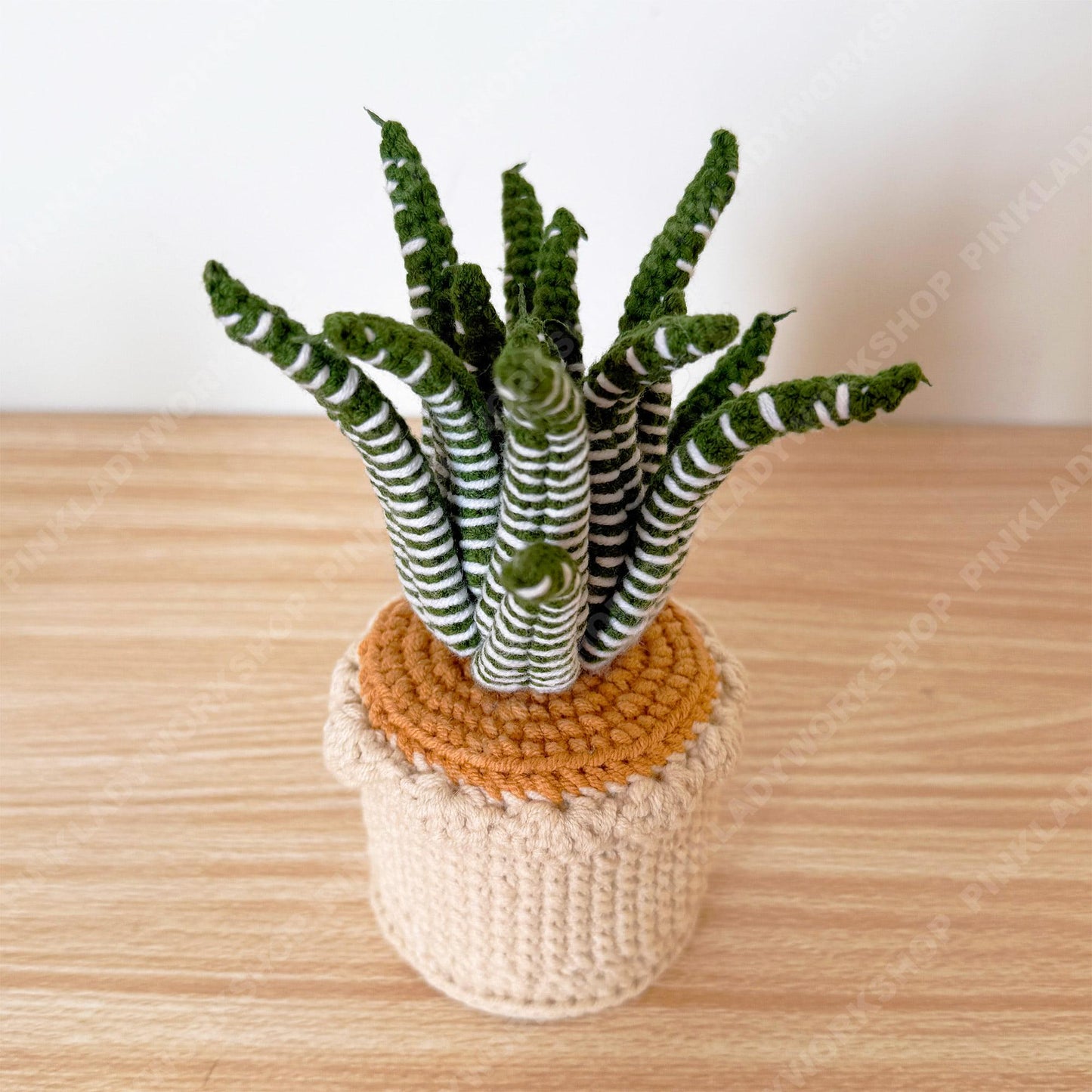 Crochet DETAILED Haworthia Zebra Snake Plant | Handmade Potted Plant Decor | Faux Plant for Desk Shelf | Housewarming Gift