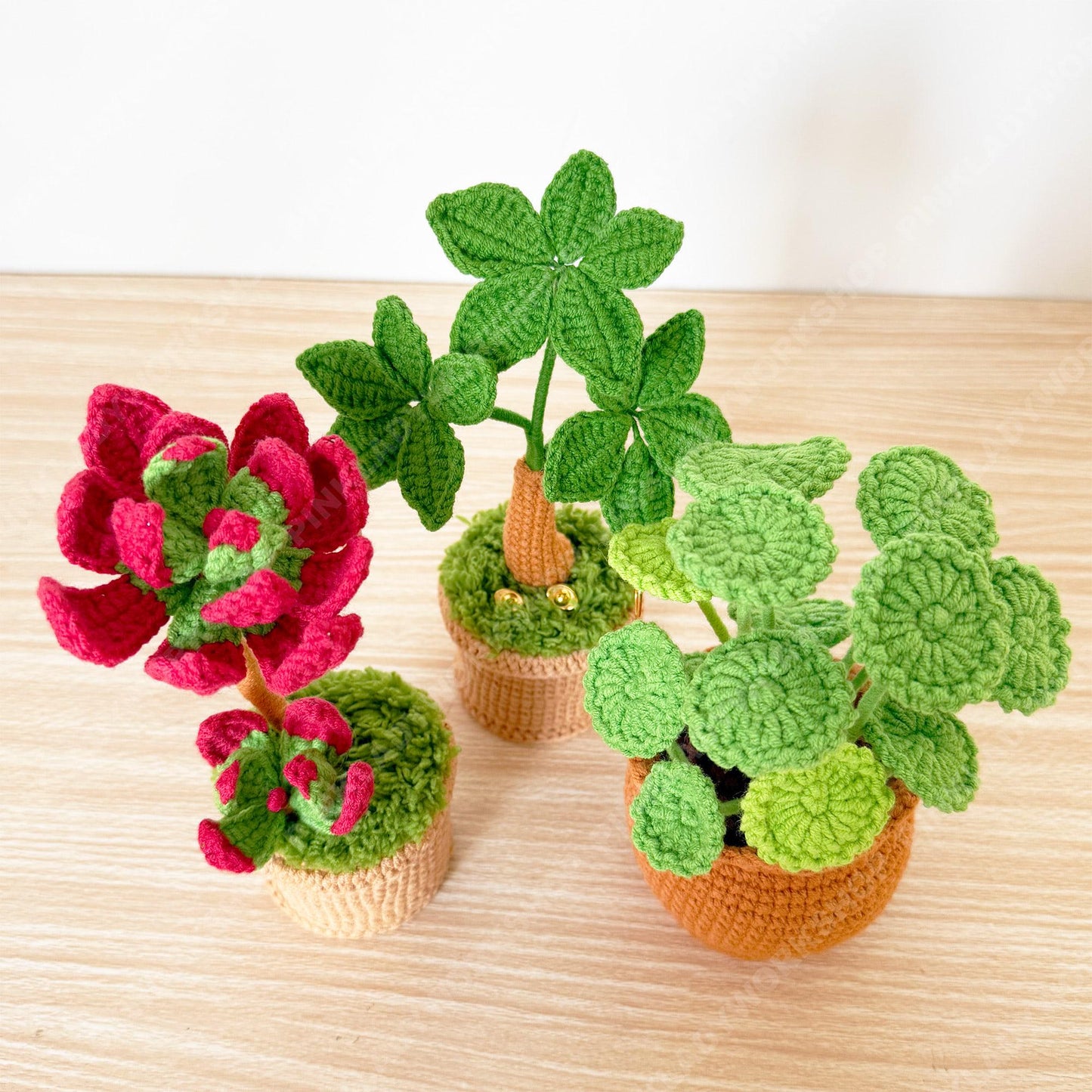 Crochet Campfire Succulent | Handmade Red Crassula Plant | Amigurumi Succulent Pot | Cute Desk Plant Gift