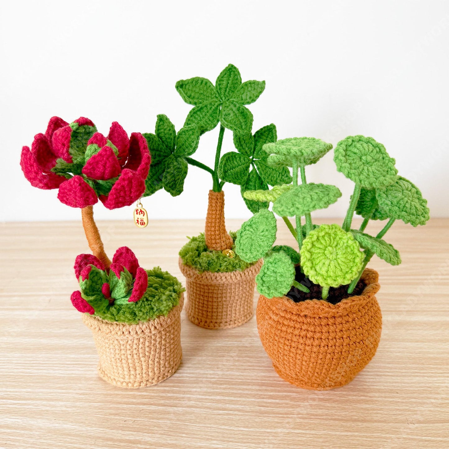 Crochet Campfire Succulent | Handmade Red Crassula Plant | Amigurumi Succulent Pot | Cute Desk Plant Gift