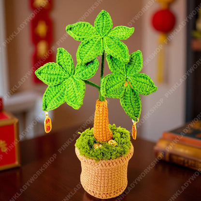Chinese New Year Crochet Money Tree | Lucky Feng Shui Plant | Handmade Prosperity Gift | Lunar New Year Decor