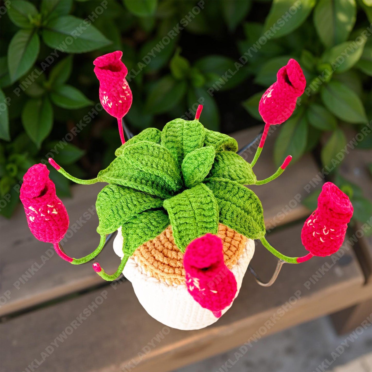 Crochet Pitcher Plant | Handmade Carnivorous Plant | Amigurumi Nepenthes | Cute Desk Plant Decor Gift