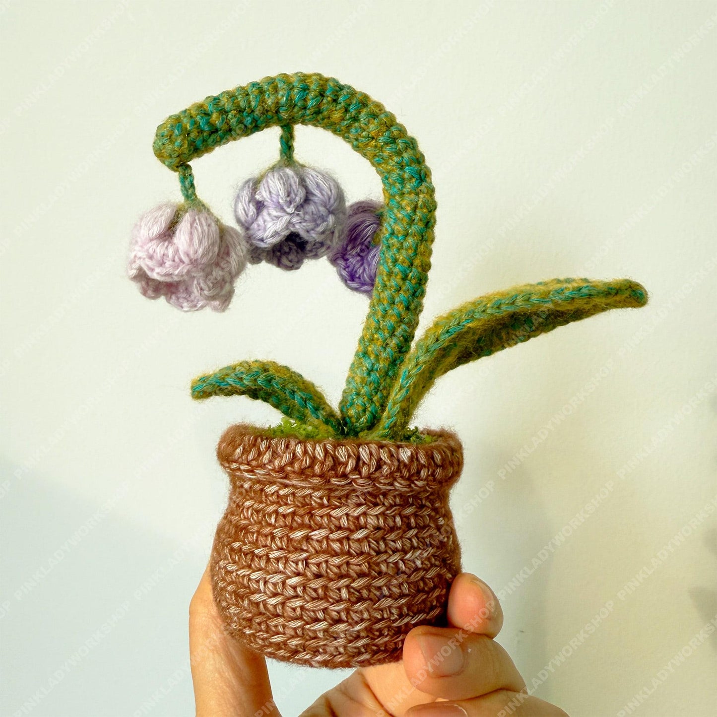 Crochet Mixed Yarn Purple Lily of the Valley | Handmade Bell Flower Plant | Amigurumi Floral Decor | Cute Desk Gift