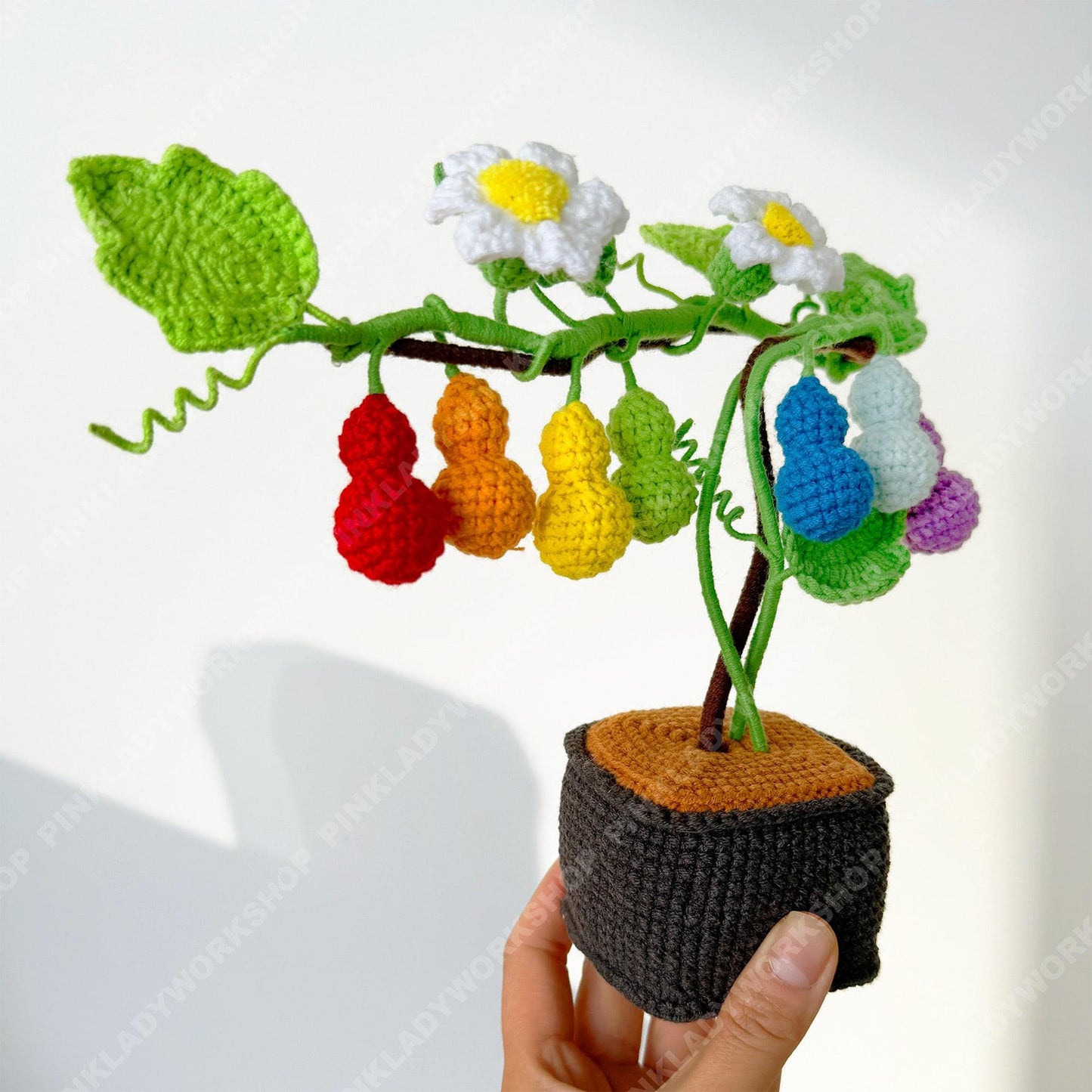 Crochet Rainbow Gourd Vine | Handmade Colorful Calabash Plant | Amigurumi Plant Decor | Cute Desk Gift
