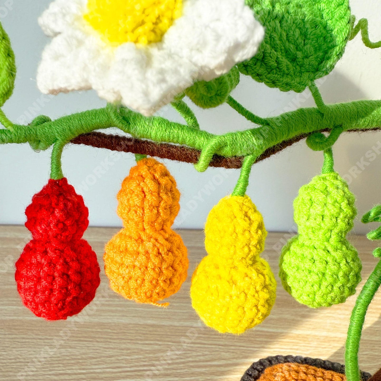 Crochet Rainbow Gourd Vine | Handmade Colorful Calabash Plant | Amigurumi Plant Decor | Cute Desk Gift