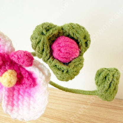 Pre-order Crochet Orchid Plant | Handmade Pink Orchid Flower with Plastic Pot | Amigurumi Potted Orchid Decor | Gift for Mom