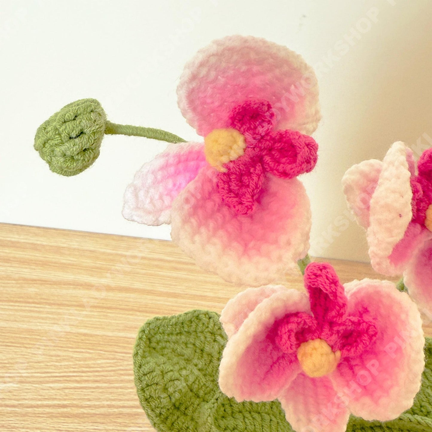 Pre-order Crochet Orchid Plant | Handmade Pink Orchid Flower with Plastic Pot | Amigurumi Potted Orchid Decor | Gift for Mom