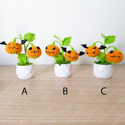 Crochet Halloween Pumpkin Nightlight | Spooky Cute Night Light | Handmade Amigurumi Pumpkin Lamp | Halloween Home Decor