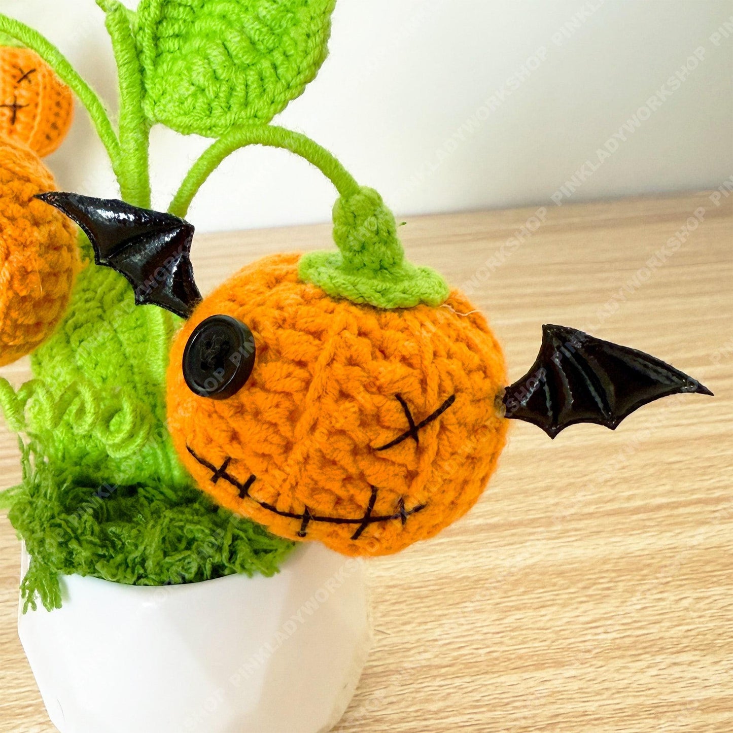 Crochet Halloween Pumpkin Nightlight | Spooky Cute Night Light | Handmade Amigurumi Pumpkin Lamp | Halloween Home Decor