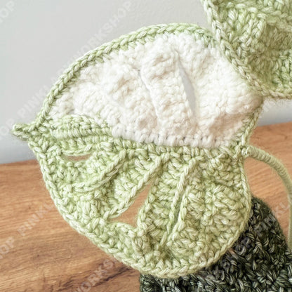Crochet Mixed Yarn Monstera Plant in Pot: Handmade Yarn Houseplant Decor