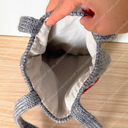 Alpaca Wool Apple Mini Tote Bag | Handmade Knit Tote | Soft Warm Small Shoulder Bag | Cute Everyday Purse 9.1 × 9.4 inches