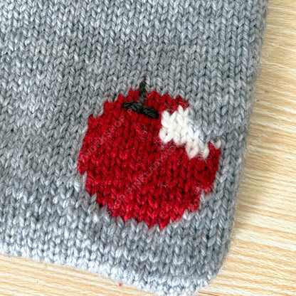 Alpaca Wool Apple Mini Tote Bag | Handmade Knit Tote | Soft Warm Small Shoulder Bag | Cute Everyday Purse 9.1 × 9.4 inches