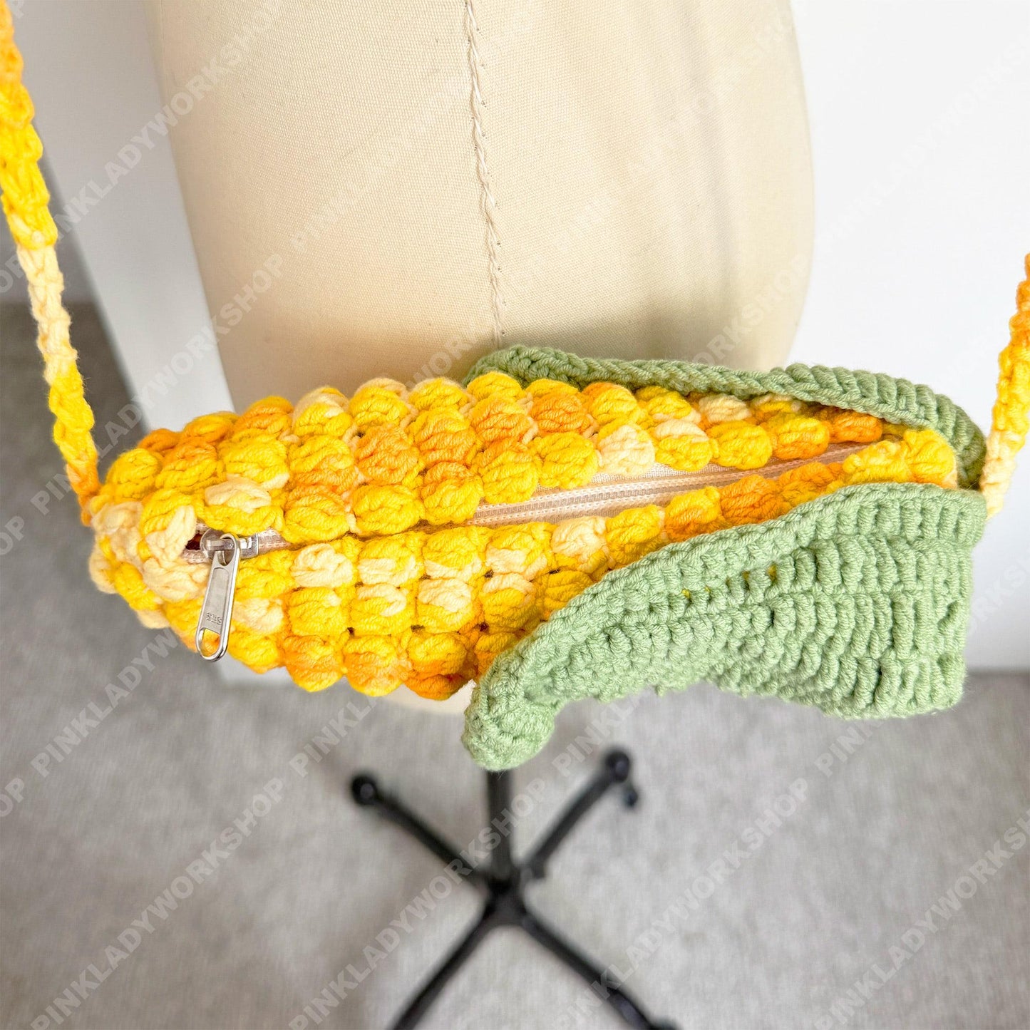 Handmade Crochet Corn Pouch | Pencil Case | Cute Veggie Zipper Bag | Yarn Art Accessory | Corn Zipper Pouch | Back to School Gift