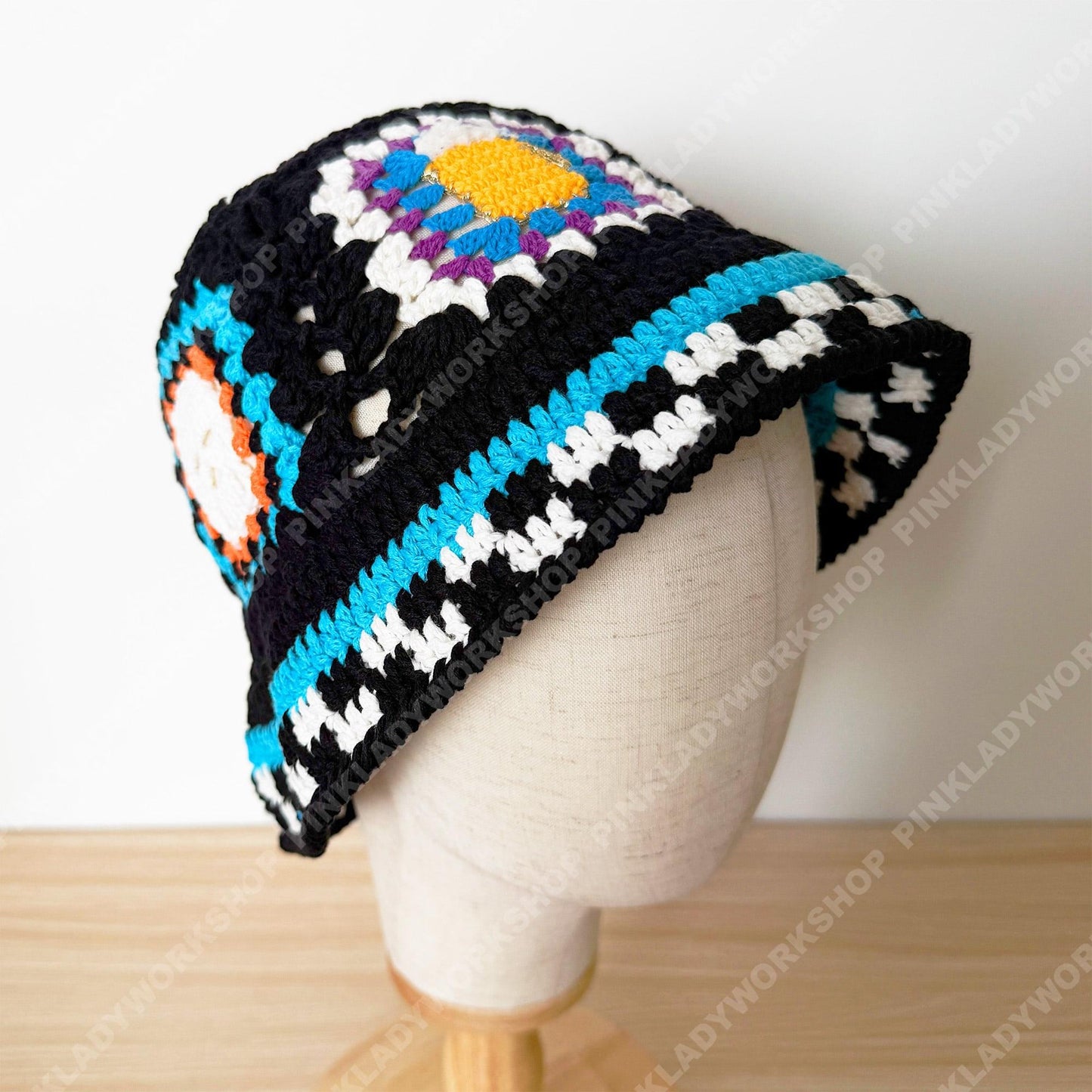 Crochet Granny Square Hat | Handmade Colorful Crochet Beanie | Retro Patchwork Hat | Unique Art Hat