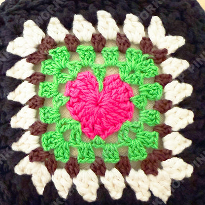 Crochet Granny Square Hat | Handmade Colorful Crochet Beanie | Retro Patchwork Hat | Unique Art Hat