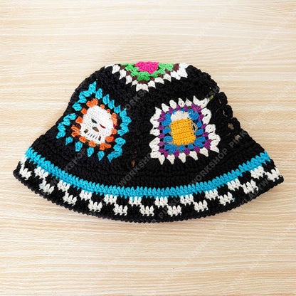 Crochet Granny Square Hat | Handmade Colorful Crochet Beanie | Retro Patchwork Hat | Unique Art Hat