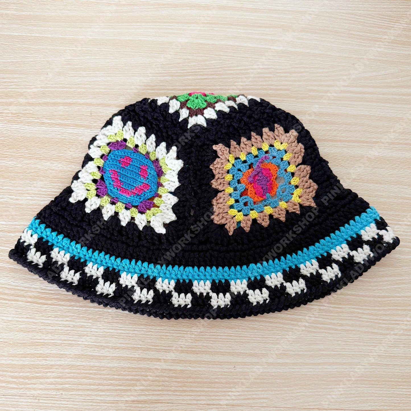 Crochet Granny Square Hat | Handmade Colorful Crochet Beanie | Retro Patchwork Hat | Unique Art Hat
