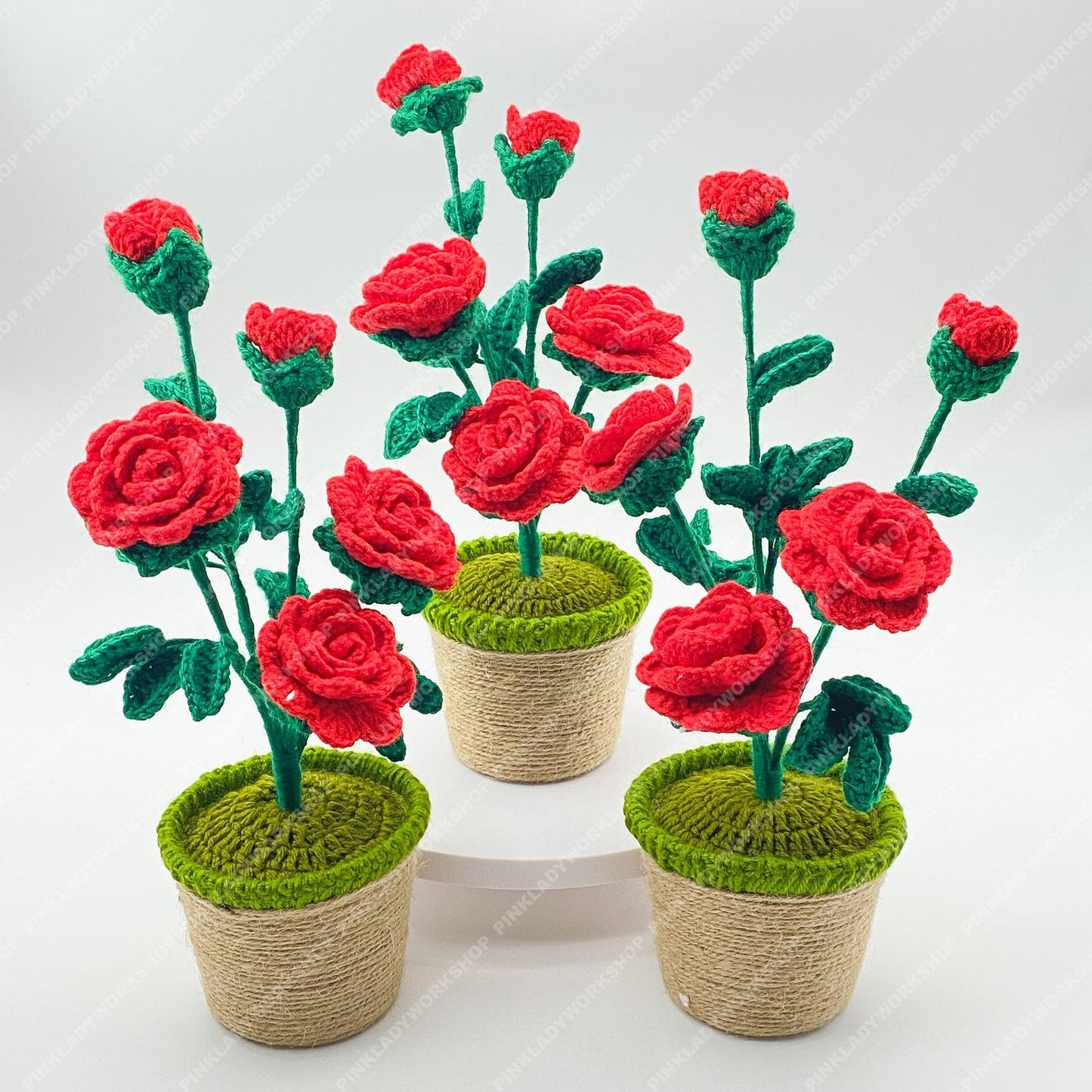 Pre-order Crochet Rose Plant | Handmade Red Rose Pot | Forever Flower Decor | Valentine Gift | Desk Home Decor