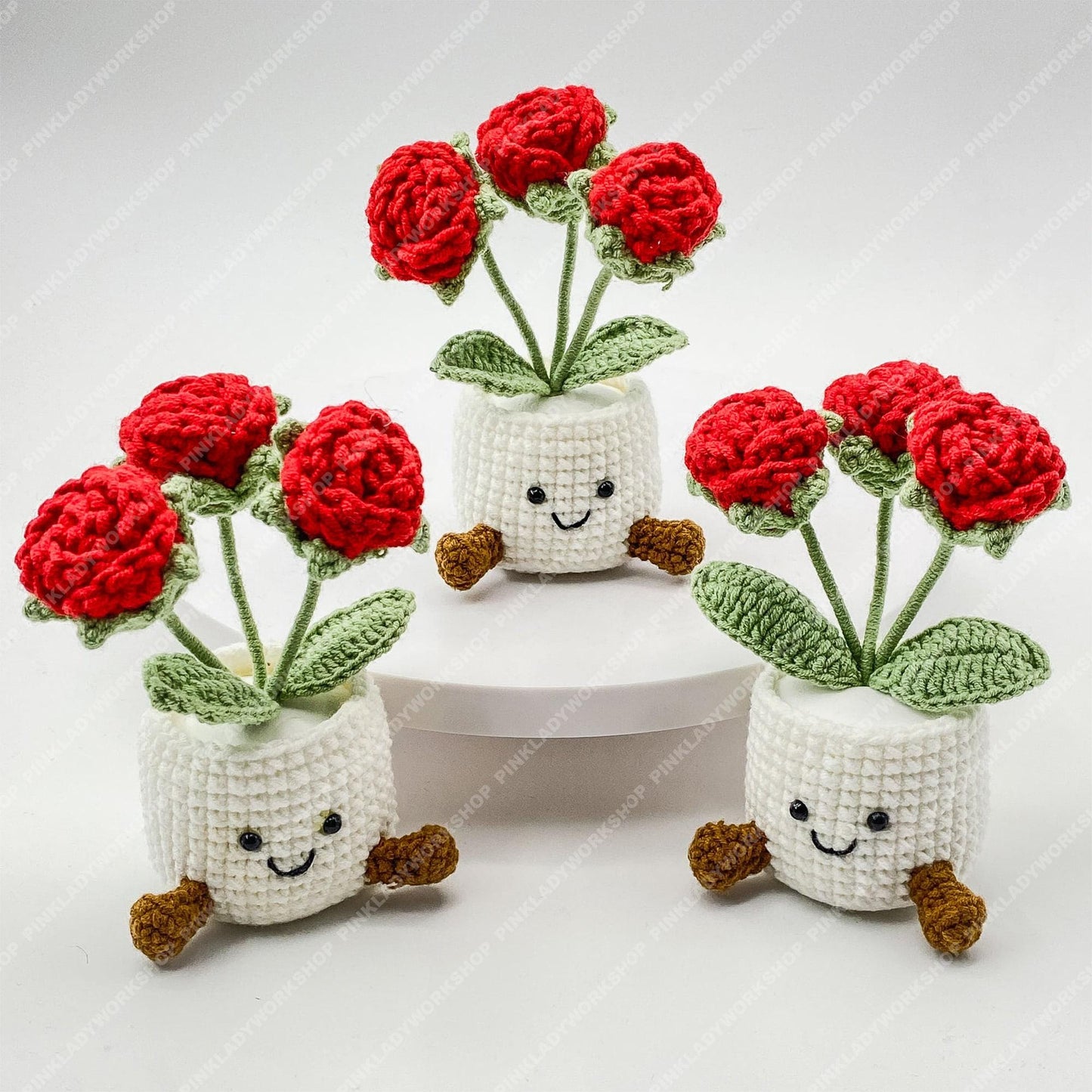 Pre-order Crochet Rose Plant | Smiley Flower Pot | Handmade Amigurumi Decor | Cute Desk Plant Gift | Valentine Flower