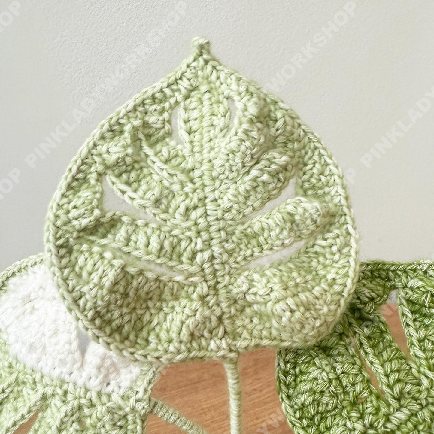 Crochet Mixed Yarn Monstera Plant in Pot: Handmade Yarn Houseplant Decor