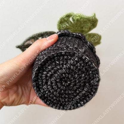 Crochet Mixed Yarn Monstera Plant in Pot: Handmade Yarn Houseplant Decor
