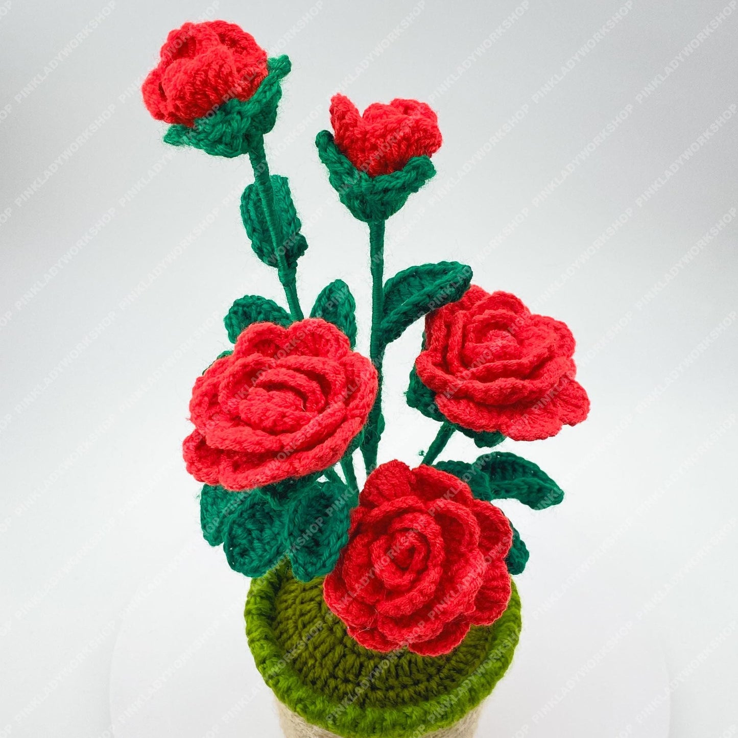 Pre-order Crochet Rose Plant | Handmade Red Rose Pot | Forever Flower Decor | Valentine Gift | Desk Home Decor